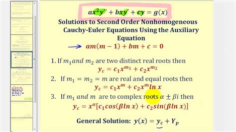 Second Order Nonhomogeneous Cauchy-Euler Differential Equations - YouTube