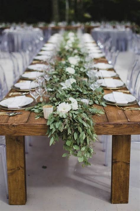 seeded eucalyptus and white flowers wedding garland centerpiece | Roses & Rings | Weddings ...