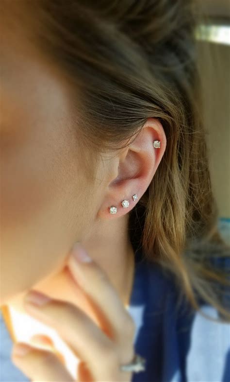 My three lobe piercings and one helix. All white gold and diamonds. More to come! #piercings # ...