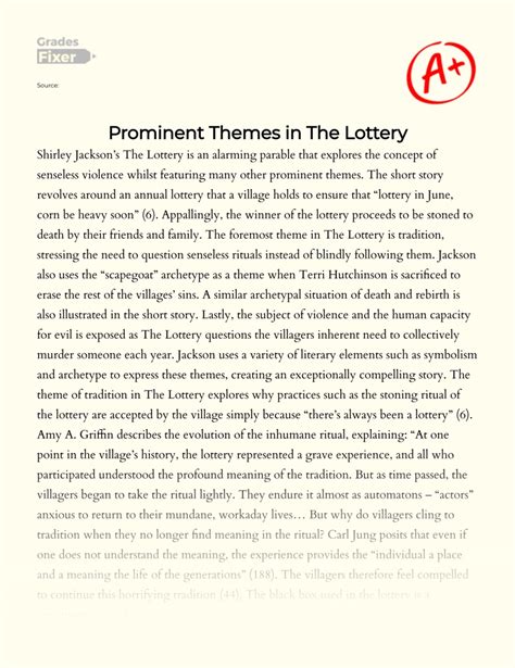 Prominent Themes in the Lottery: [Essay Example], 1370 words