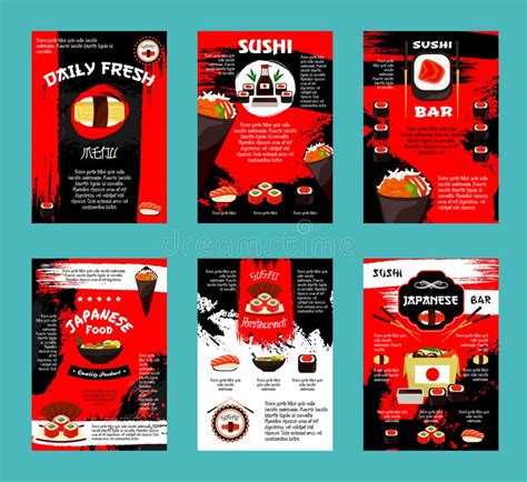 Japanese Restaurant and Sushi Bar Menu Template Stock Vector - Illustration of restaurant, flyer ...