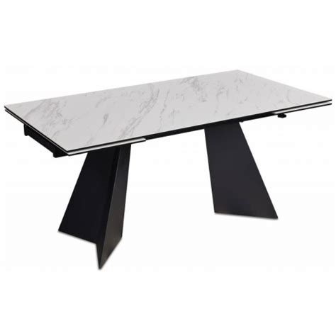 Extendable dining table DORIANO white silver 160(240)x90x76h