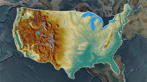 USA Physical Map of Relief - OrangeSmile.com