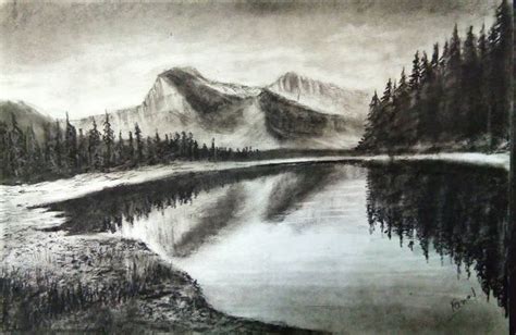 Charcoal Pencil Drawing Tutorial For Beginners | A Beautiful Landscape Scenery Drawing ...