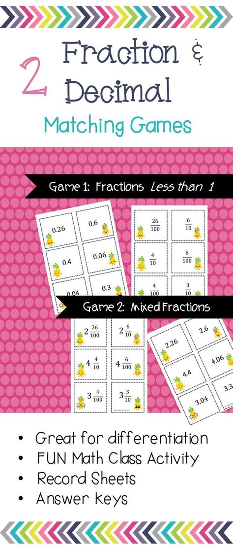 Decimals and Fractions 2 Games | Guided math, Math workshop, Writing ...