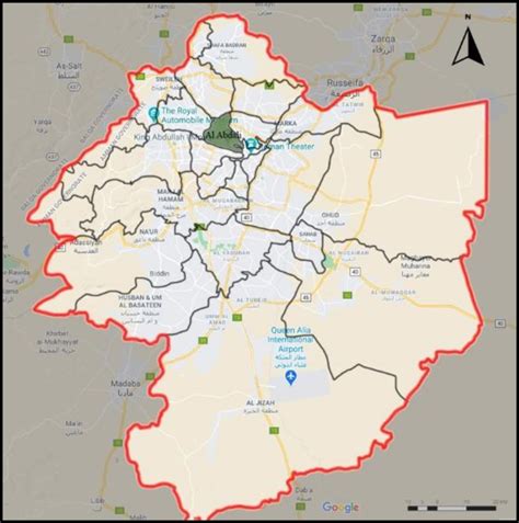 Map of Amman City Showing the Different Regions. Source: Greater Amman... | Download Scientific ...