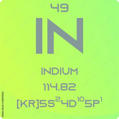 Indium In Post transition metal Chemical Element vector illustration diagram, with atomic number ...