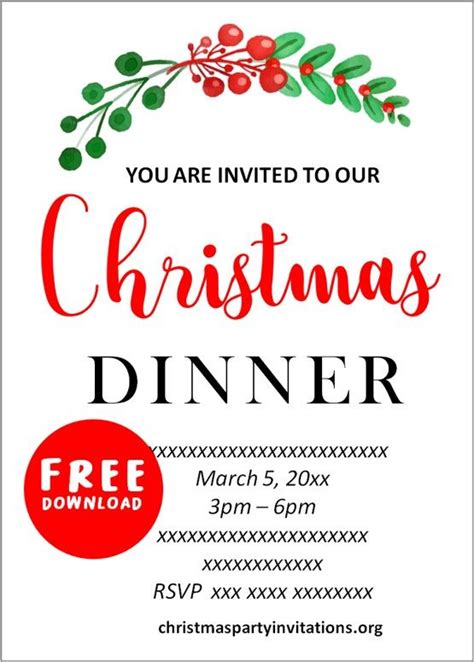 Free Printable Christmas Dinner Party Invitations Templates 🍽️ | Dinner ...