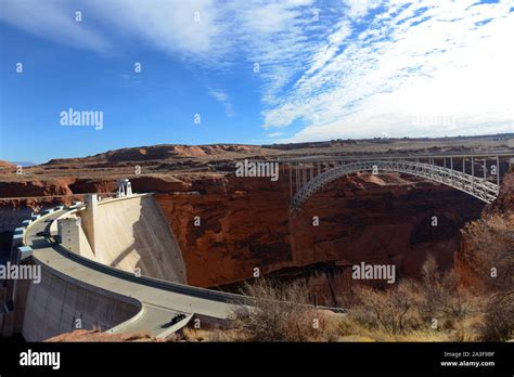 The Glen Canyon Dam with the Glen Canyon Dam Bridge Stock Photo - Alamy