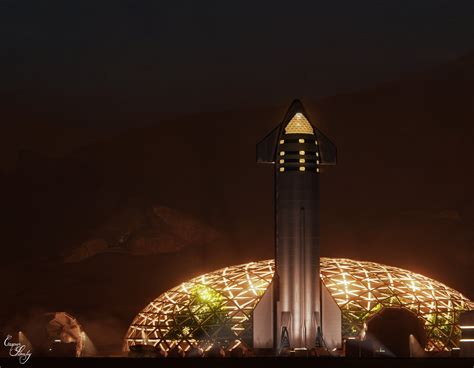 SpaceX Starship at Mars Base Alpha by Caspar Stanley | human Mars