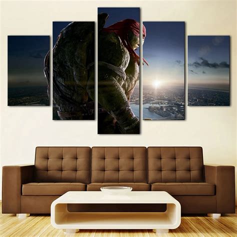 Canvas Living Room HD Home Decor Modern 5 Panel Teenage Mutant Ninja Turtles Printed Pictures ...