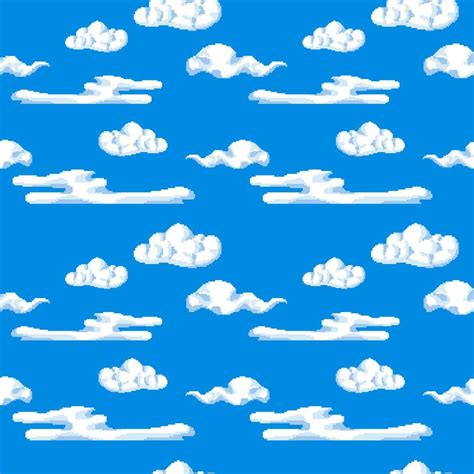 Clear sky with clouds, pixelated art seamless 26200129 Vector Art at ...