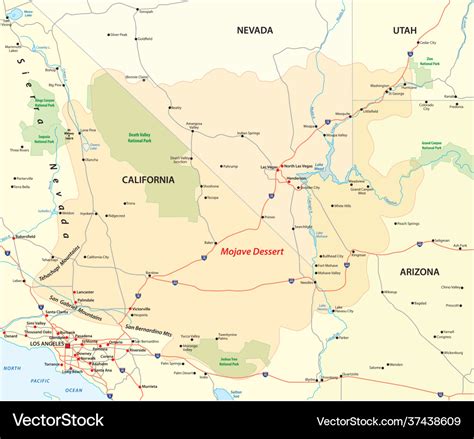 Map mojave desert in western usa Royalty Free Vector Image