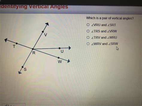 Which is a pair of vertical angles ? - brainly.com