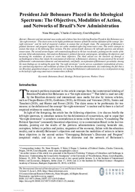 (PDF) President Jair Bolsonaro Placed in the Ideological Spectrum: The Objectives, Modalities of ...