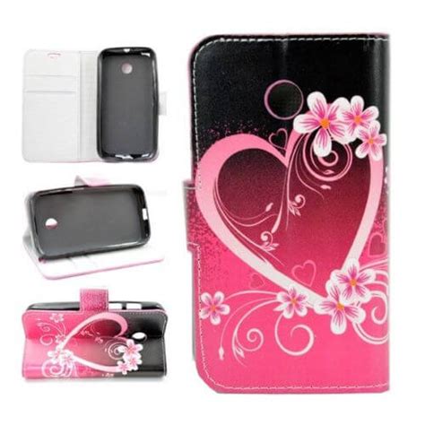 flip case for Motorola Moto E Heart Flowers