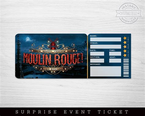 Printable Moulin Rouge Broadway Surprise Ticket Musical - Etsy