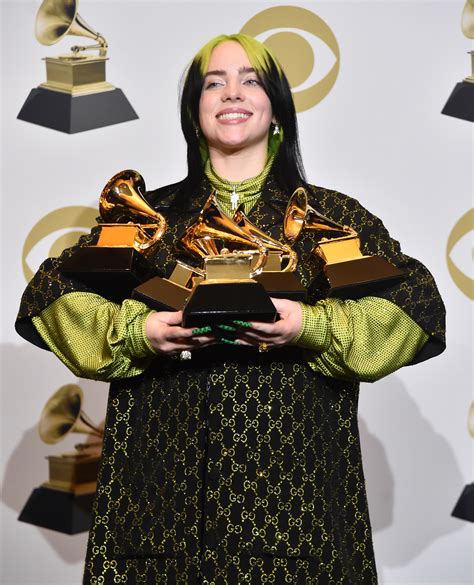 Billie Eilish, winner of Record of the Year for "Bad Guy", Album of the Year for "when we all ...