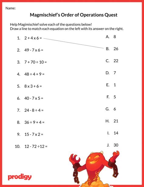 Basic Order Of Operations Worksheets