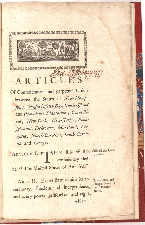 The Articles of Confederation, 1777 | Gilder Lehrman Institute of American History