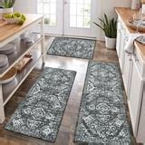 MeyJey Boho Rubber Kitchen Rug Set of 3, Waterproof Farmhouse Kitchen Runner Rugs and Mats, Non ...