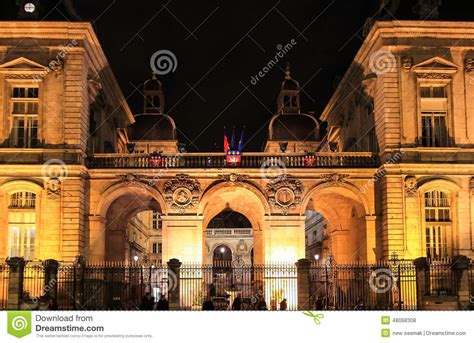 Lyon City Hall by Night, Lyon, France Editorial Stock Photo - Image of ...