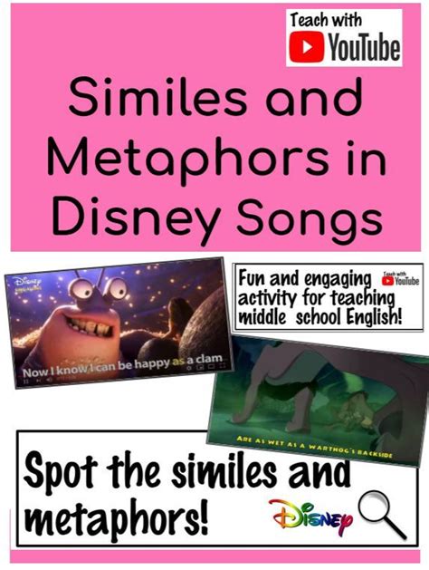 Similes and Metaphors in Disney Songs | Teaching figurative language ...