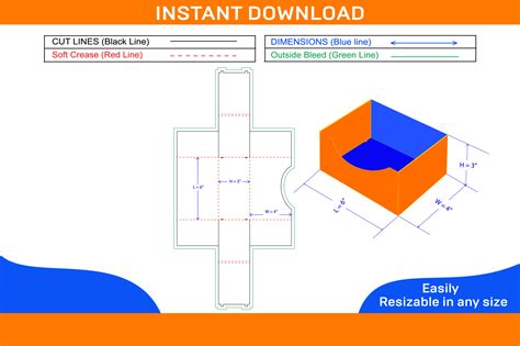 Karton falten Tablett Box Dieline Vorlage und 3d machen Datei Box Design Box Dieline und 3d Box ...