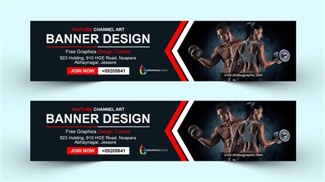 Free Fitness YouTube Photoshop Channel Art Design – GraphicsFamily