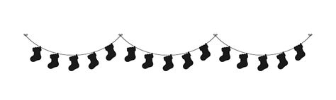 Christmas Stocking Silhouette Garland Vector Illustration Christmas Socks Graphics Festive ...