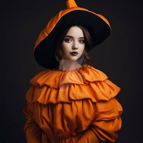 Woman in orange dress pumpkin inspired by Coolarts223 on DeviantArt