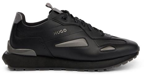 BOSS by HUGO BOSS Chunky Trainers In Coated Leather- Black Men's Sneakers Size 13 for Men | Lyst