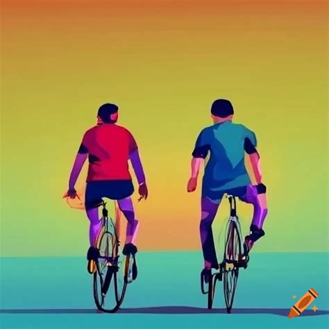 Two cyclists on a road trip on Craiyon