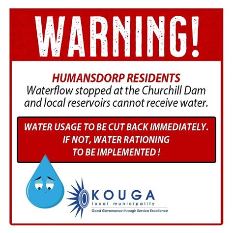 HUMANSDORP RESIDENTS MUST SAVE WATER NOW