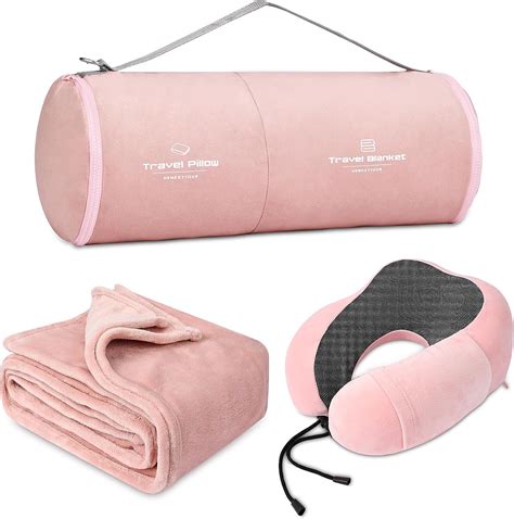 Amazon.com: urnexttour Travel Pillow and Blanket Set Neck Pillows for Airplane Sleeping Memory ...