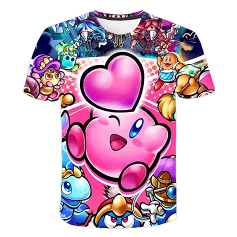 Girls 3d Kirby Print T-shirts Cute Kirbys Tshirt Girls Summer Tees Top Clothing Children Cartoon ...