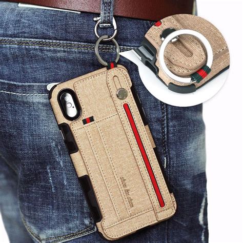 Keyring Fabric Wallet + Holding Strap Case for iPhone 6, 6 Plus, 6S, 6S ...