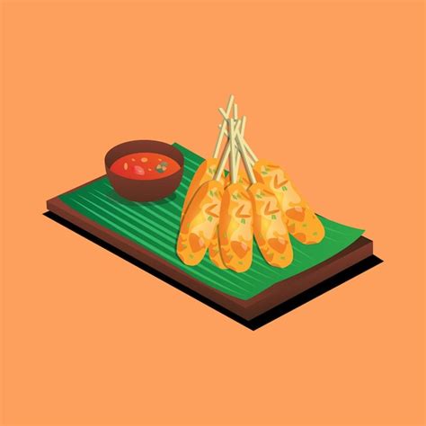 Premium Vector | Sempol ayam illustration Indonesian snack food