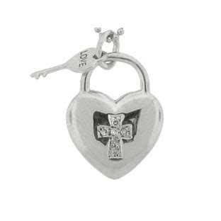 .925 Sterling Silver Diamond Heart Lock and Key Purity Pendant - Gemologica, A Fine Online ...