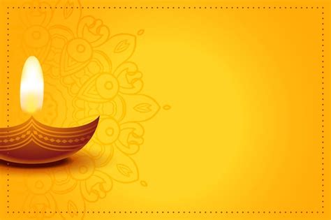 Free Vector | Yellow happy diwali background with text space and lamp ...