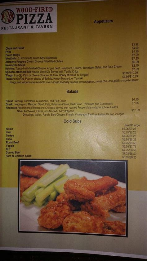 Menu at JJ's Woodfired Tavern pub & bar, Franklin