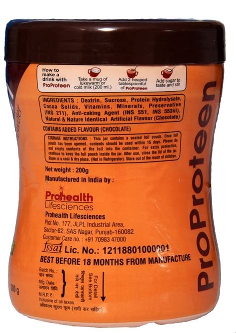 Chocolate Pro Proteen Protein Powder, 200 gm at Rs 290/jar in Baddi | ID: 2850633515912