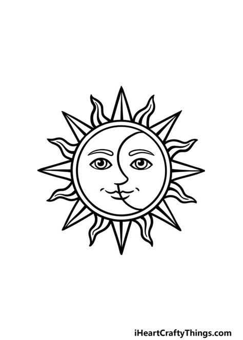 Sun And Moon Drawing - How To Draw A Sun And Moon Step By Step