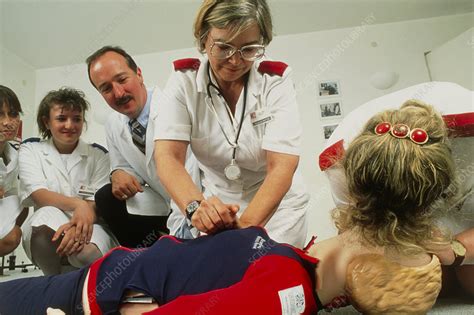 Cardiopulmonary resuscitation first aid training - Stock Image - M910 ...