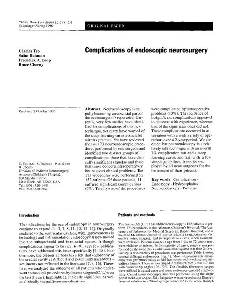 Complications of endoscopic neurosurgery - [PDF Document]