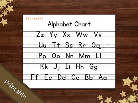 Backwards ABC Chart / Printable Alphabet Chart / Alphabet Chart / Handwriting Chart / School ...