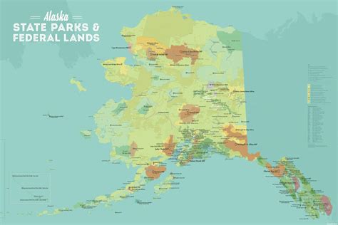 Alaska State Parks & Federal Lands Map 24x36 Poster - Best Maps Ever