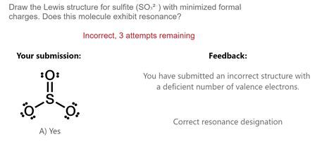 Solved Draw the Lewis structure for sulfite (SO32−) with | Chegg.com