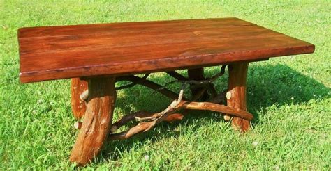 Rustic Pine Coffee Cocktail 40" Table Log Cabin Adirondack Furniture by ...
