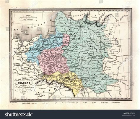 Antique 1870 Map Of Poland Prussia Germany Stock Photo 874578 : Shutterstock